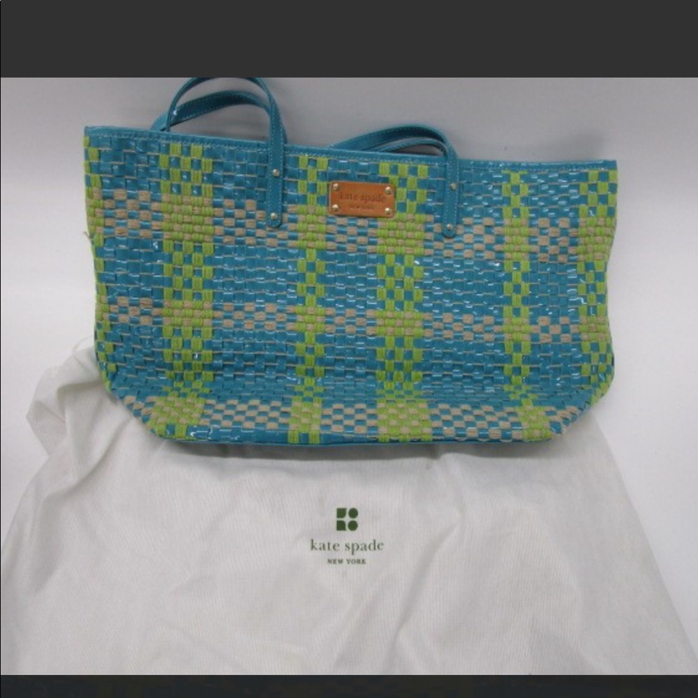 Kate Spade Green and Blue Woven Tote